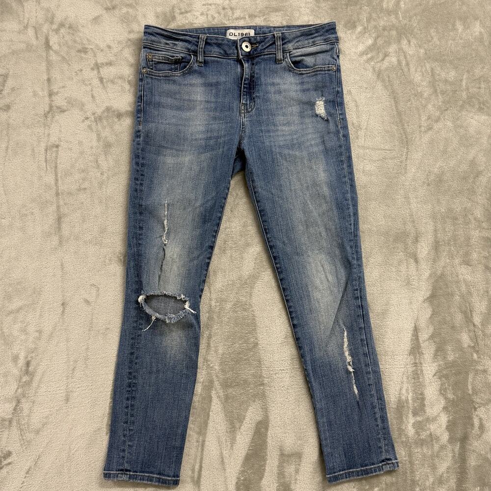 DL1961 Womens Distressed Skinny Ankle Jeans Blue Denim Size 28